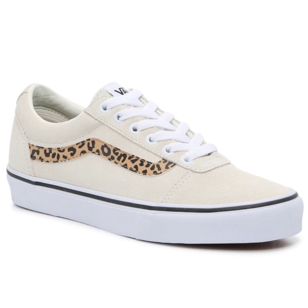 Vans Ward Ivory Suede Cheetah Stripe Low Top Lace-Up Sneakers